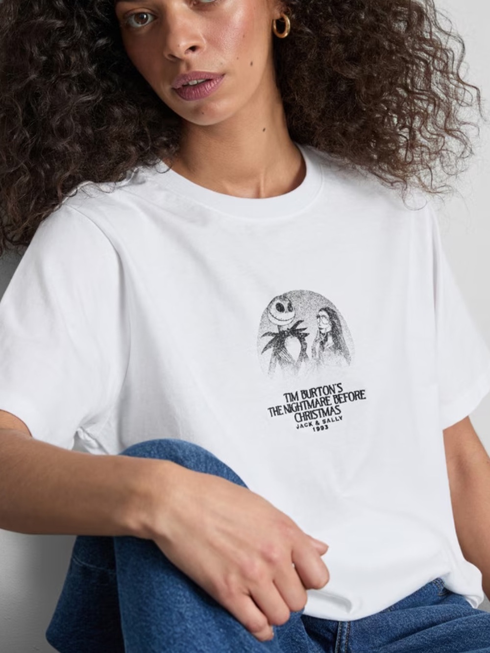 The Nightmare Before Christmas White Graphic Tee Halloween Tim Burton Tshirt